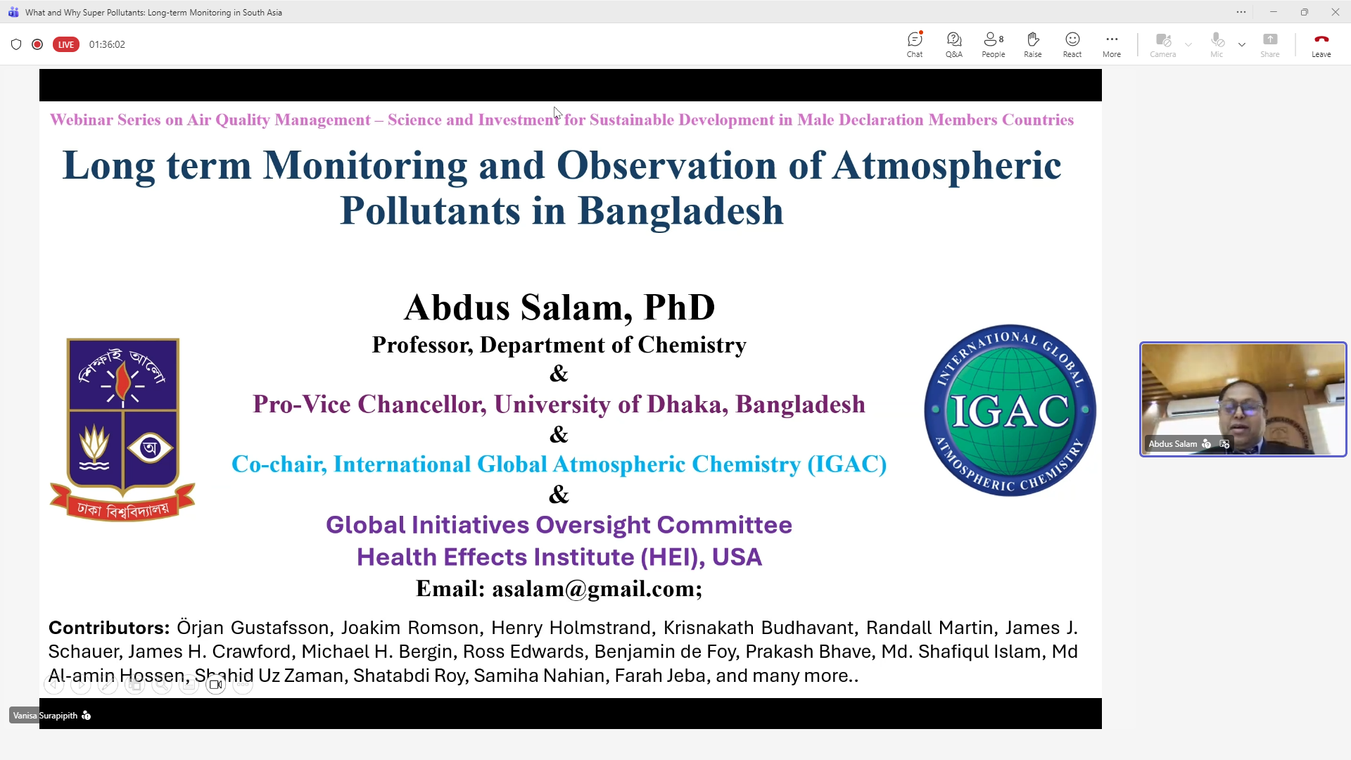Presentation by Prof. Abdus Salam