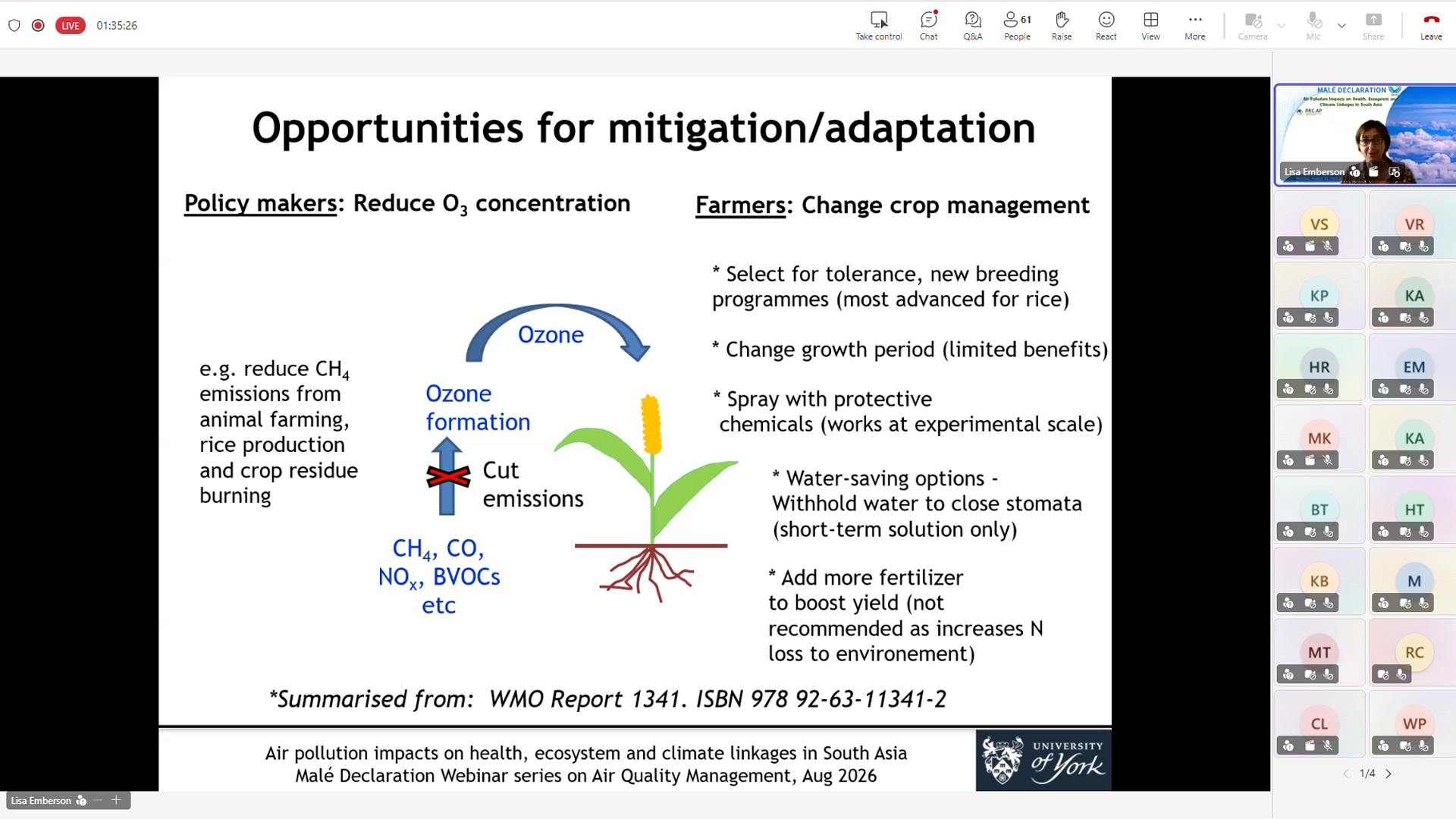 Presentation by Prof. Lisa Emberson
